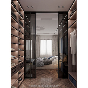 Black Aluminium Profile Sliding Door Canvas Wardrobe Luxury Stylish Cabinet Used Pipe Drawer Wardrobe Walk In Wardrobe