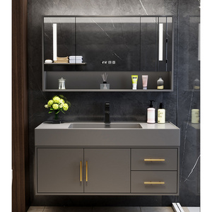 modern luxury bathroom mirror cabinet with light supplier high end nano basin euro style floating bathroom vanity with sink