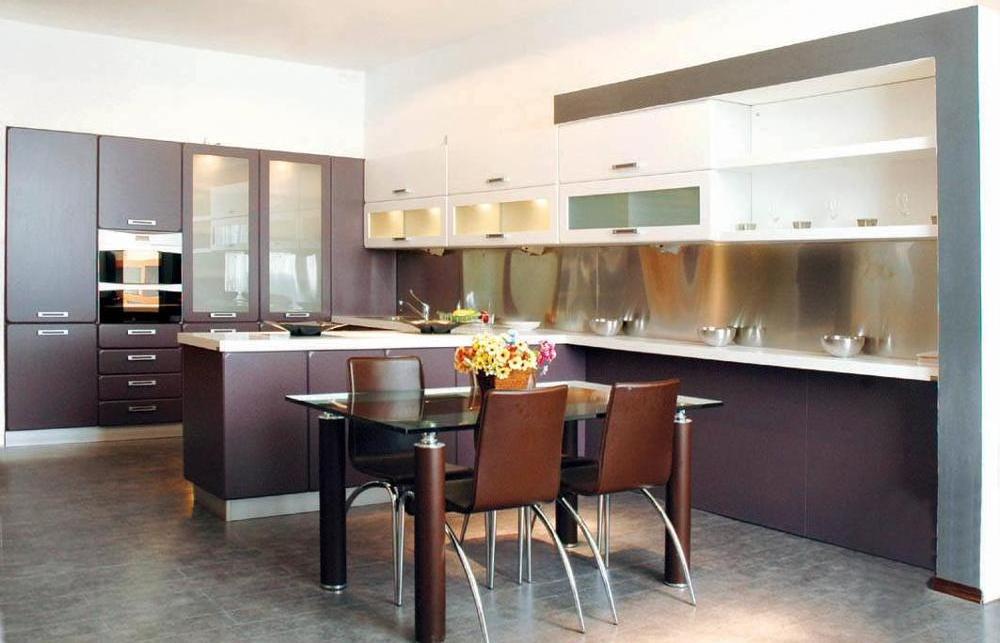 Excellent kitchen Customized golden lacquer with bookcase Kitchen Cabinet