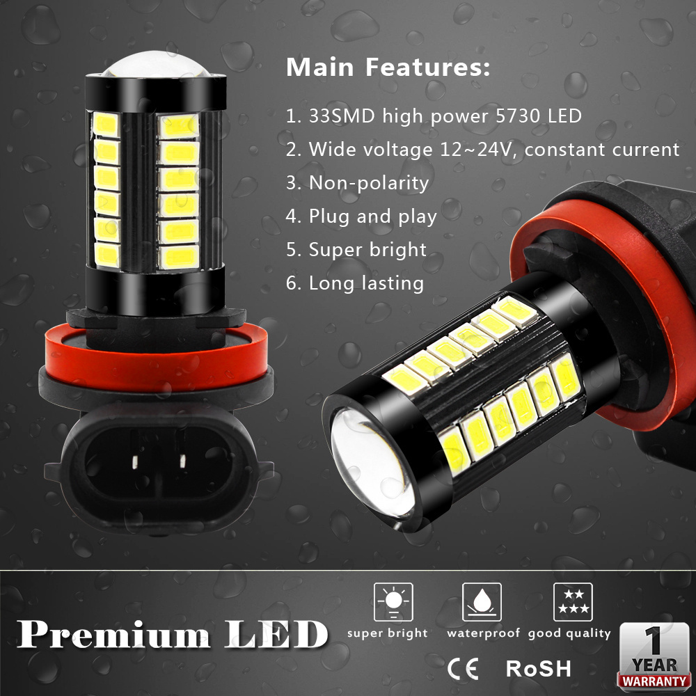 Super bright 1200lm 5730 33-smd H11 H8 H16 led fog light bulb