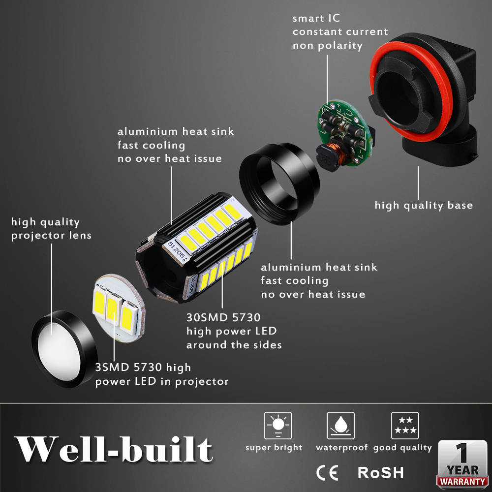 Super bright 1200lm 5730 33-smd H11 H8 H16 led fog light bulb