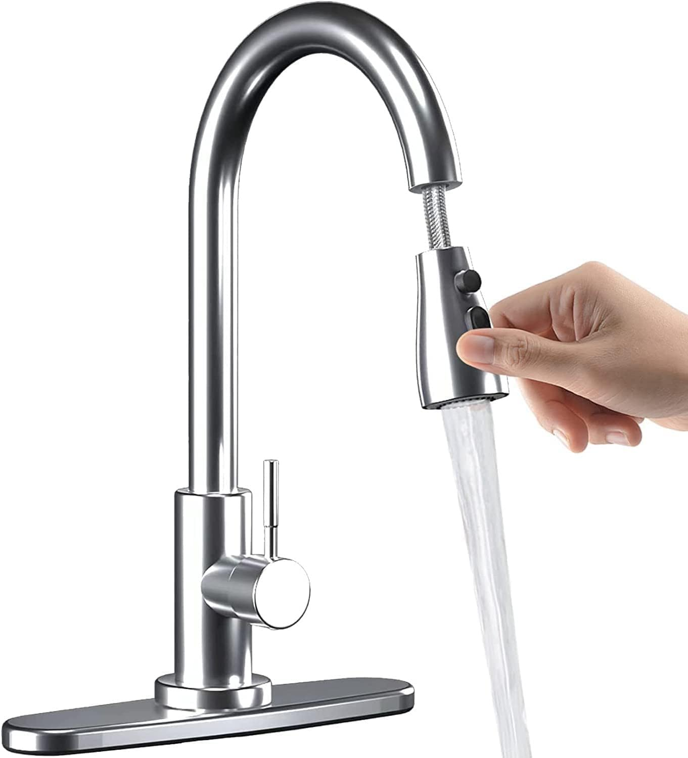 Brushed Nickel Kitchen Faucets With Pull Down Sprayer Kitchen Sink Faucet Mount Single Handle Stainless Steel Tap