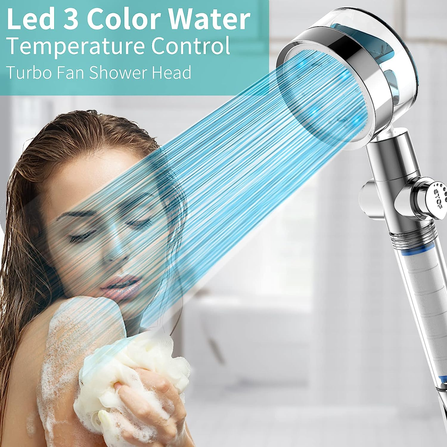 Hydro Jet Shower Head Kit With Filter 360 Degrees Rotating Hydro Jet High Pressure Shower Head Turbocharged Shower Head