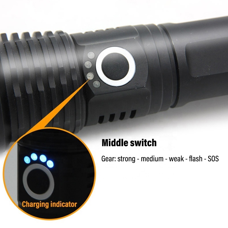 Led Torch Tactical Telescoping Rechargeable Super Bright Flashlight 100000 Lumens Waterproof