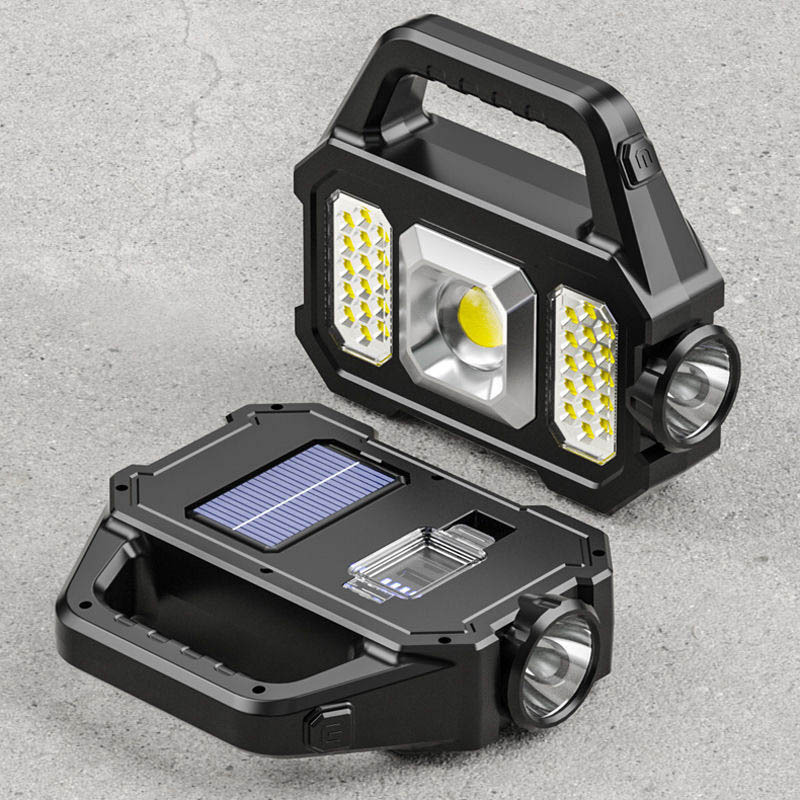 Super Bright Solar Led Camping Flashlight With Cob Work Lights Usb Rechargeable Handheld 6 Modes Solar Powered Lanterns