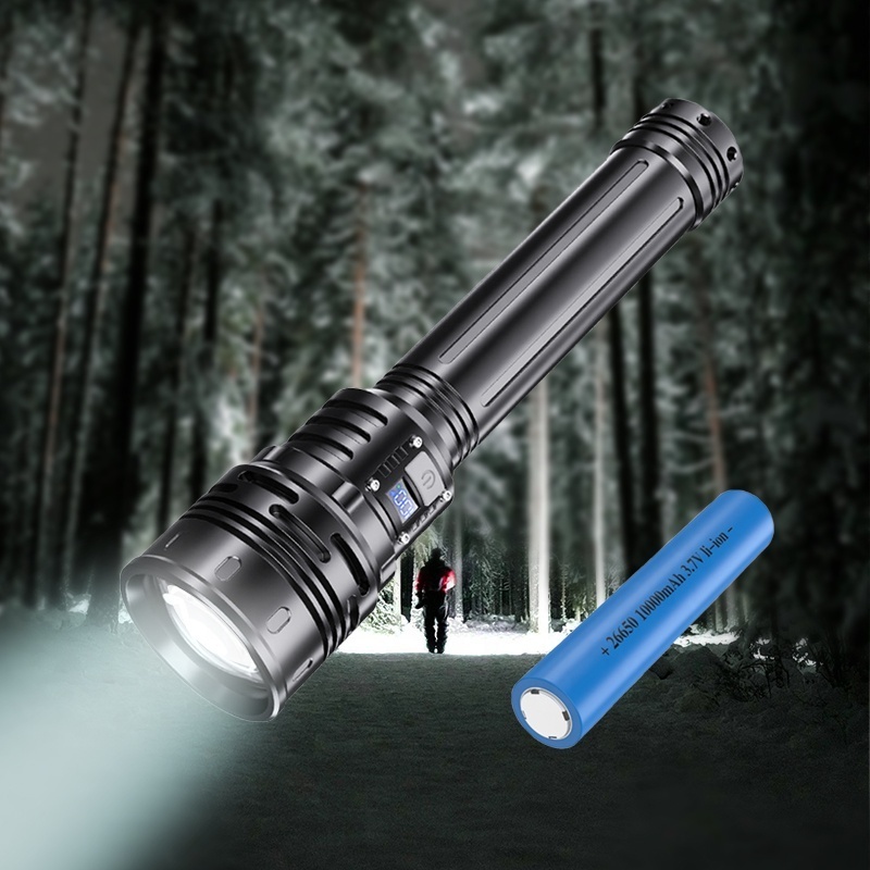 best wholesale high lumen torch self defense powerful long range p90 tactical linternas zoomable digital display flashlight