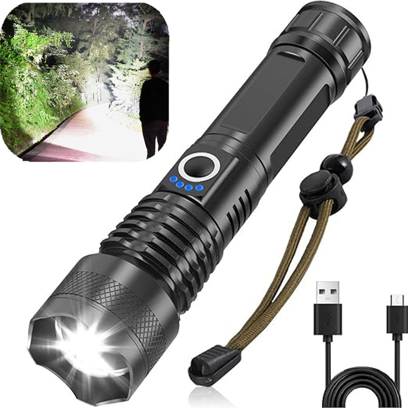 Tactical Flashlight for Emergency Outdoor Home Camping Super Bright 5 Modes Zoomable Waterproof High Powered 10000 Lumens LED 80