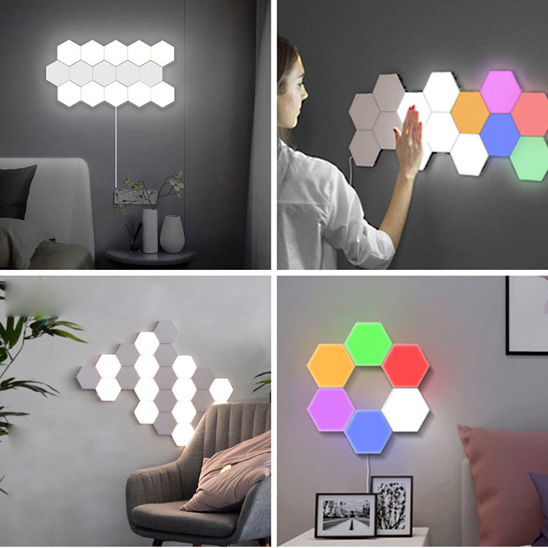 Hexagon Lights Gaming RGB Led Hex Light Panels Hexagon Smart Wall Lights Sync to Music for Room Bar Decor Gaming Setup