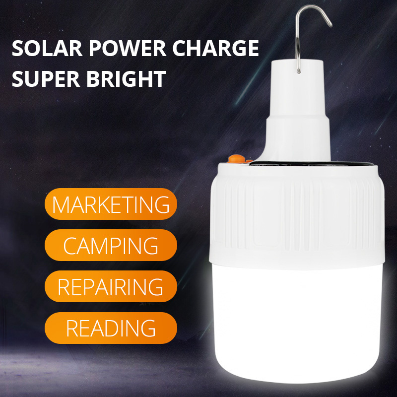 Solar LED Charging Energy-saving Bulb Light Solar Powered LED Emergency Camping Lamp Frame Night Market Mobile Outdoor Hanging