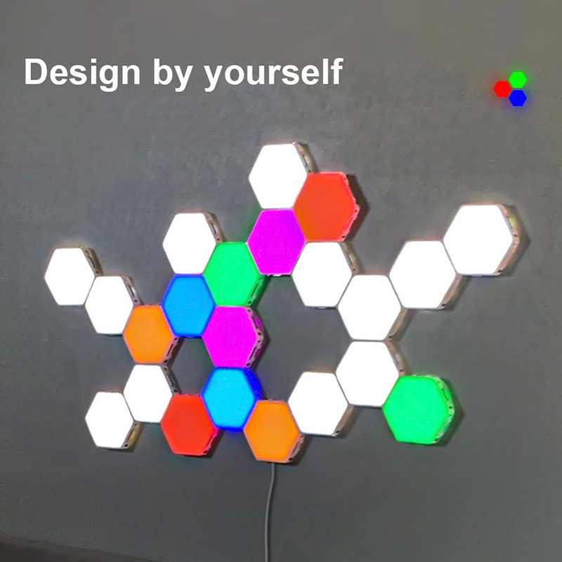 OEM Smart Removable Wall Lamp Quantum Modular Touch Hexagon Geometry Splicing Hex Honeycomb White Led Night Light