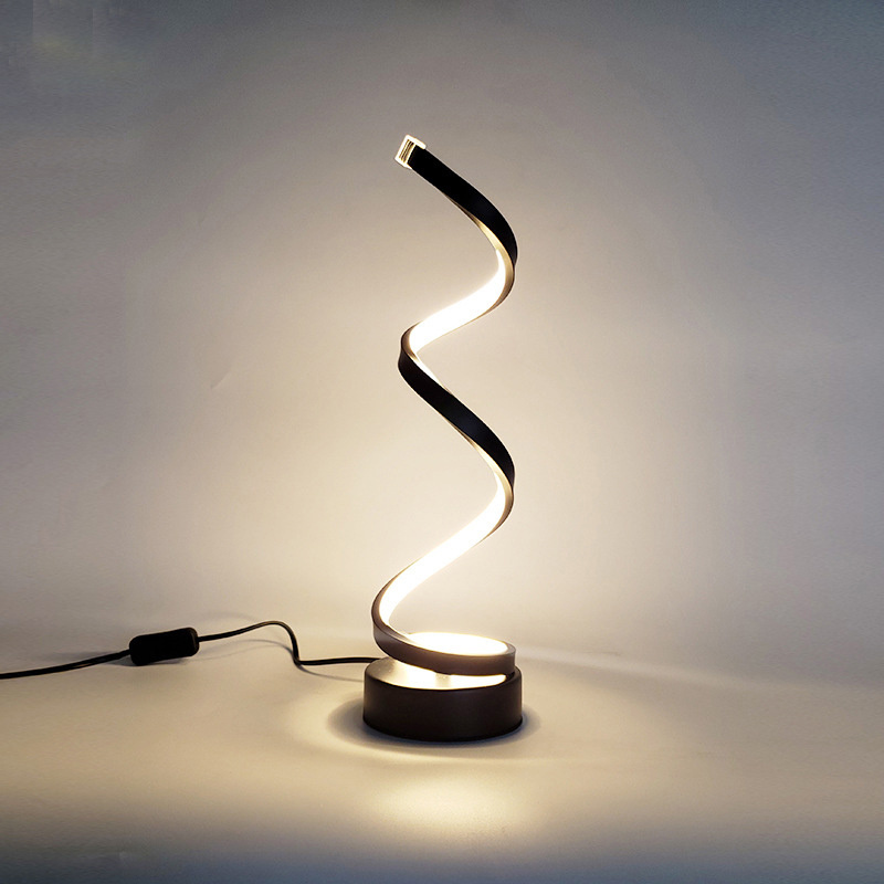 New Simple Minimalist Led Desk Lamp Manufacturer Curving Swivel Spiral Pvc Craft Living Room Table Light