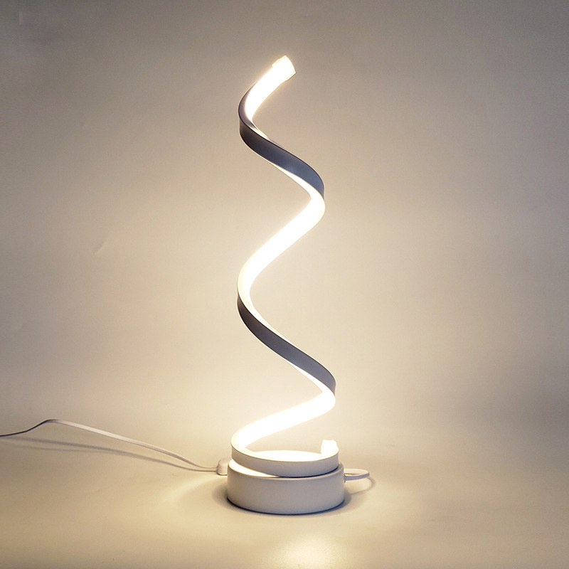 New Simple Minimalist Led Desk Lamp Manufacturer Curving Swivel Spiral Pvc Craft Living Room Table Light