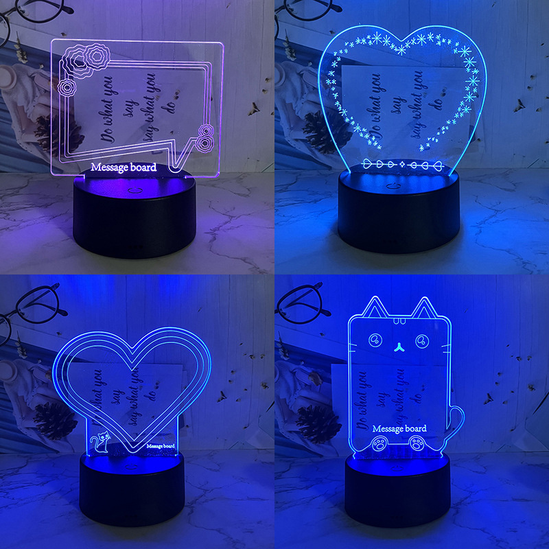 Creative Acrylic Diy Note Board Holiday Light Creative Led Night Light Usb Message Board Light with Pen Battery Bedroom 30 Small