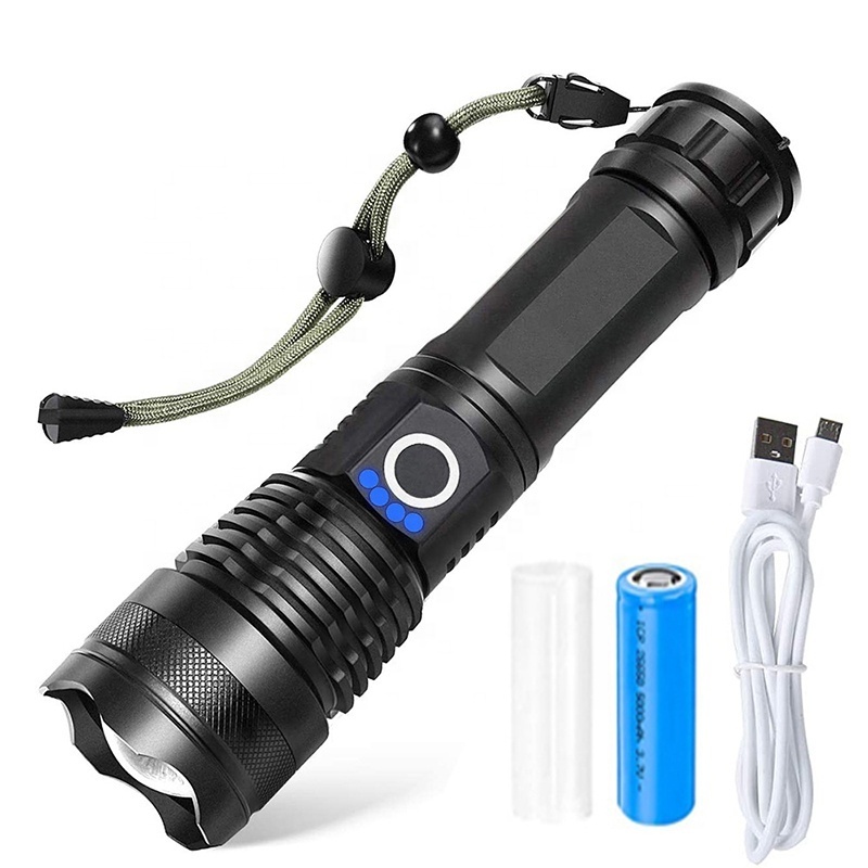 Xhp70 Zoomable Rechargeable Torch Light Super Bright Powerful Led Torch Light Flashlight Emergency Lanterna Tactical Aluminum 10