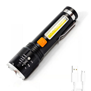 Compact 18650 waterproof Super Bright Camping Flashlight Waterproof Emergency Small Mini Torch With Cob Sidelight