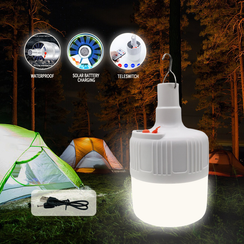 Hot Rechargeable Emergency Solar Led Light Portable Camping Light Bulbs Outdoor Camping Lights Solar Camping Bulbs