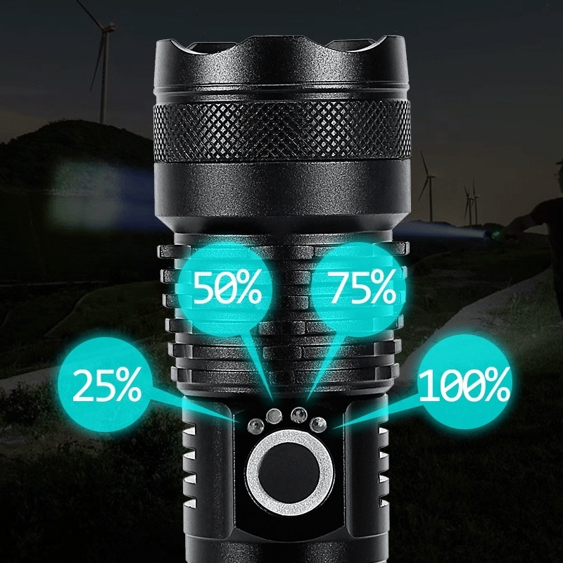 solar powerful p50 usb rechargeable camping hunting flashlight portable spotlight outdoor waterproof torch light handheld