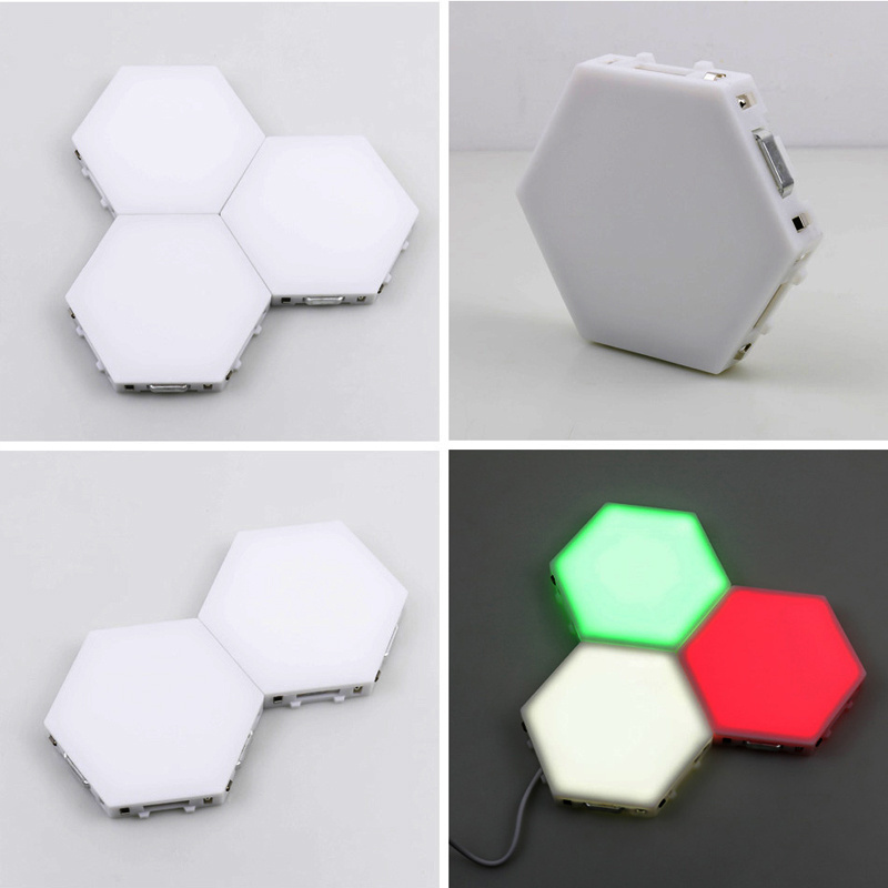 Custom Smart Removable Wall Lamp Quantum Modular Touch Hexagon Geometry Splicing Hex Honeycomb White Led Night Light