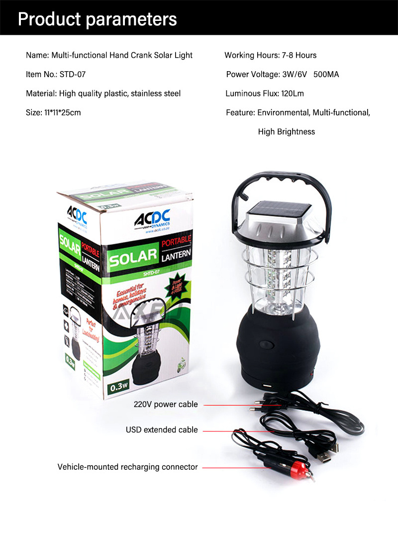 LED Camping Lantern Hand Crank USB Rechargeable Lanterns Emergency Night Light Tent Lamp for Camping Hiking Tent Garden Patio