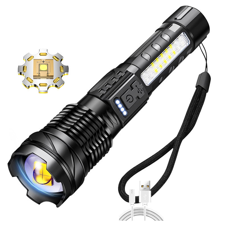 Powerful  Super Bright 10000 High Lumen Zoom Flashlight Torch Light Linterna Usb-c Long Range Xhp50 Led Flashlight