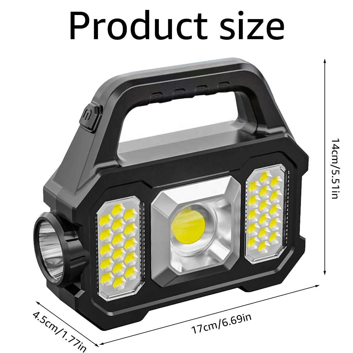 Led Spotlight Super Bright Cob Work Lights Solar Searchlight Usb Rechargeable Flashlight Power Bank For Outdoor Camping