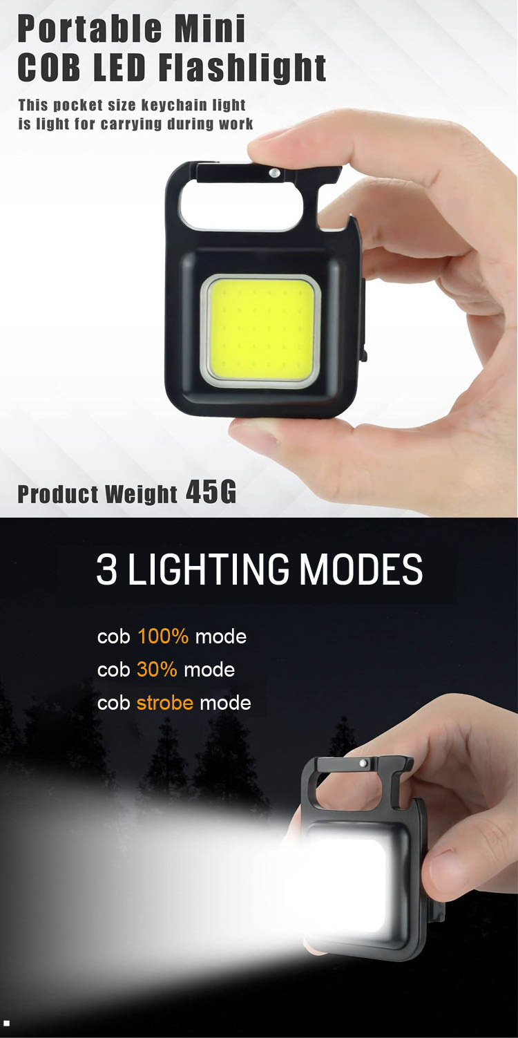 Factory Low Price Magnetic Cob Flood Worklight Usb Rechargeable Led Emergency Pocket Work Light Keychain Mini Flashlight