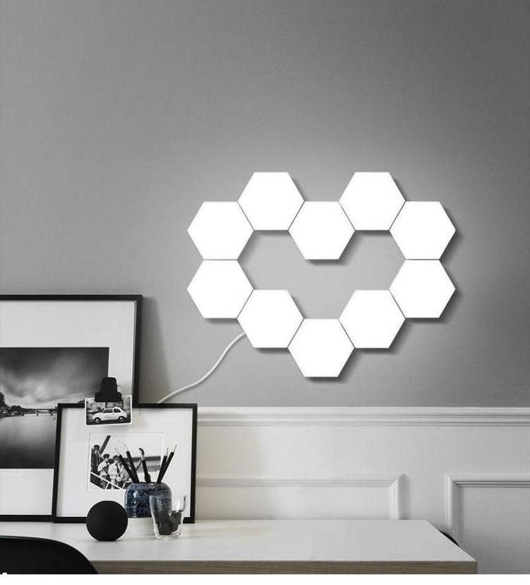 Splice Hand Touch Bright Modular Led Panel Hexagonal Wall Lamp Diy Geometry Splicing Hex Honeycomb Night Light