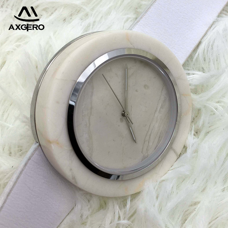 5atm men luxury marble oem watch with leather strap