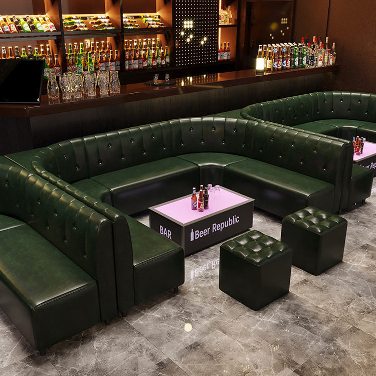 Retro Industrial Style Commercial Booth Sofa Seating Iron Frame Tables And Chairs Sets For Night Club Restaurant Music Bar