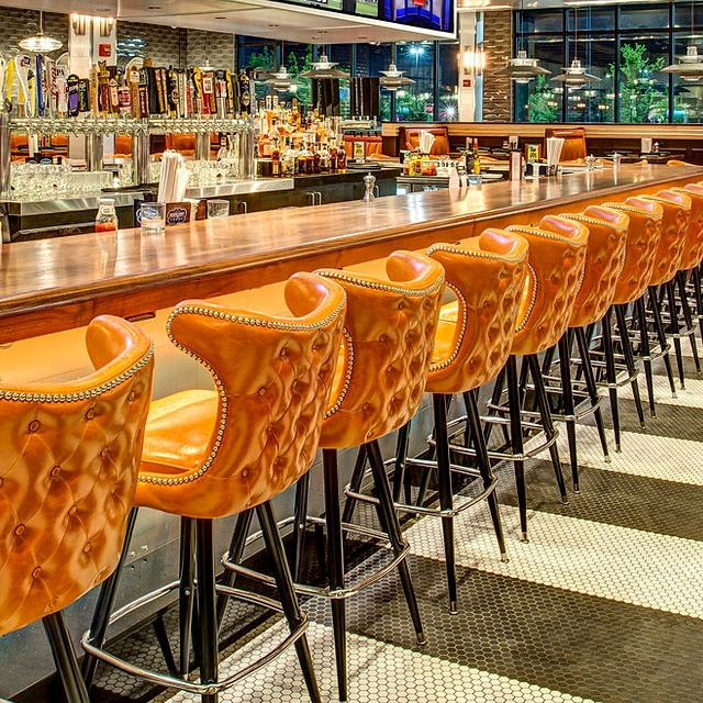 Luxury Modern Restaurant orange Leather Corner Long Booth Seating Bench for Night Club and Bar