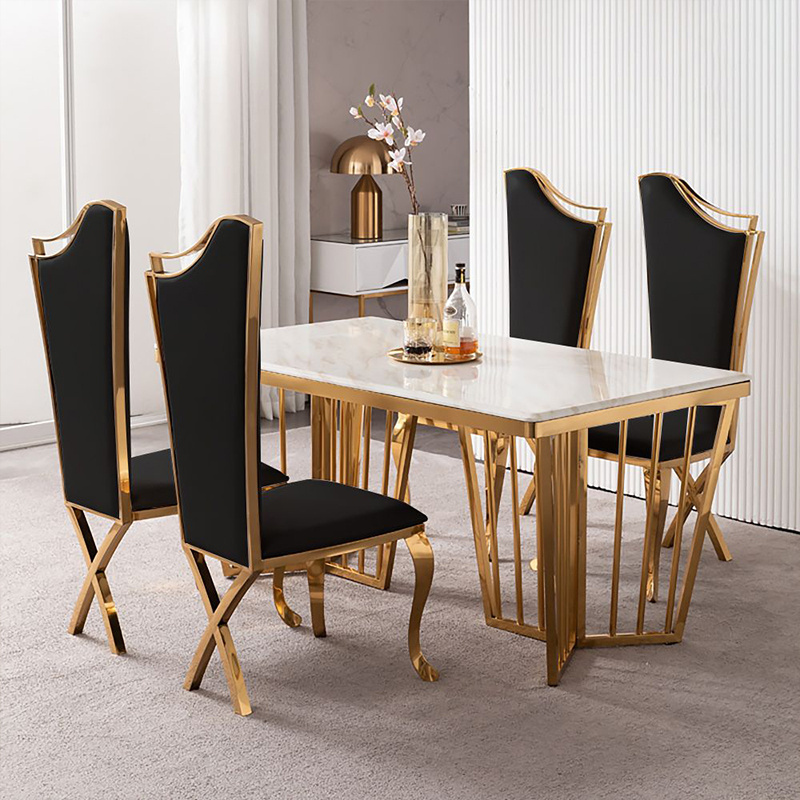 Modern luxury design gold stainless steel hotel wedding chair with x leg king throne chair banquet high back party rental chairs