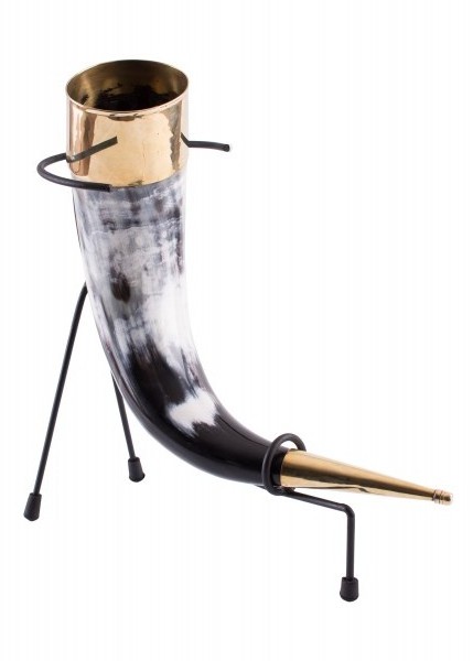 Viking Drinking Horn Mug Drink Horn With Stand 16 Oz Genuine Handcrafted Wine Ale Water and Beer Tankard 2 Pcs Set