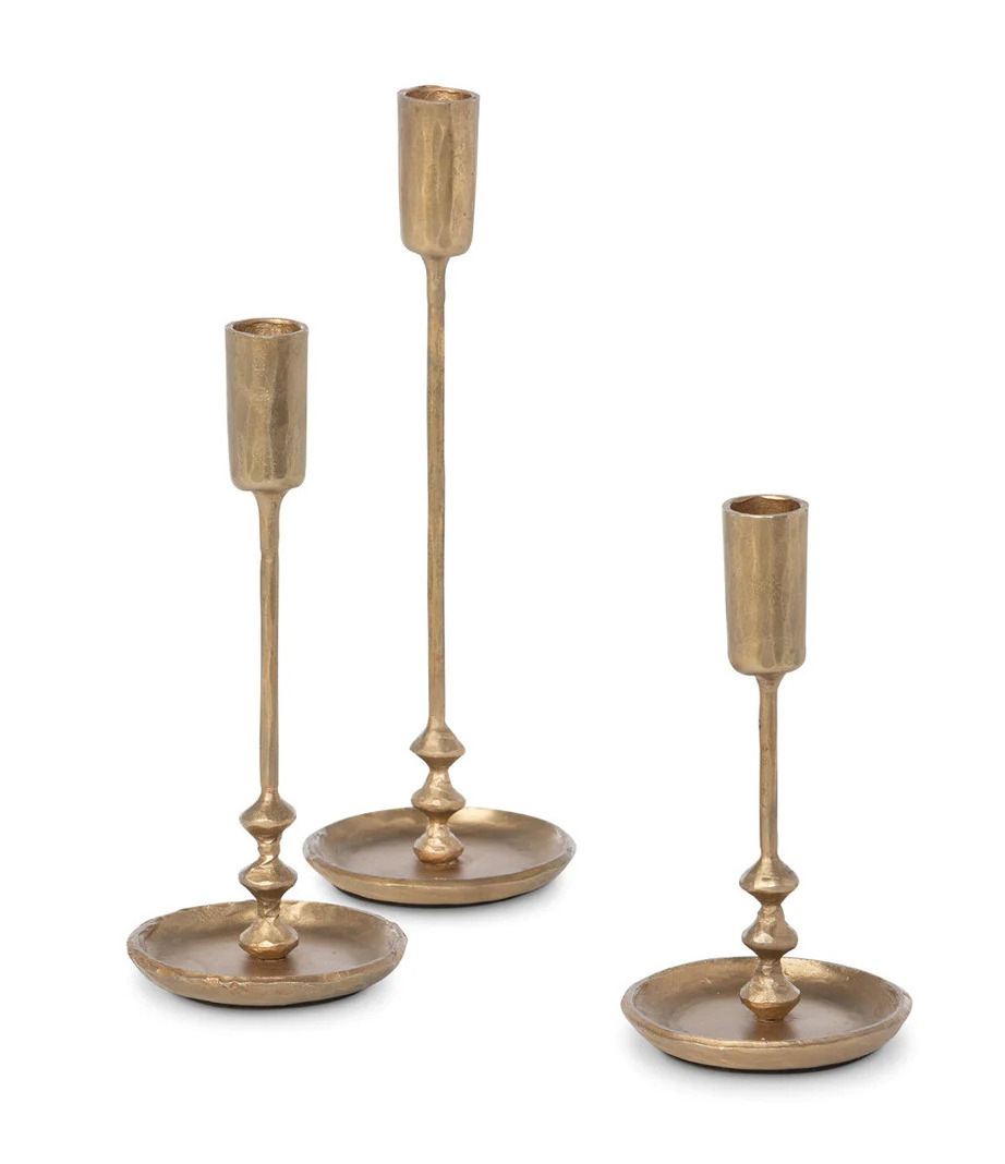 Candle Holder Set of Three Pcs Taper Candle Holders set Gold Candle Stands Set of 3 pcs. by Axiom Home Accents