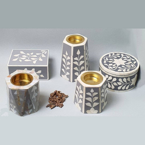 Unique Design Mother of Pear Inlay  Bakhoor Burner Arabic Box Bone Inlay Mabkhara Resin Incense Burner Best selling hair mubkhar