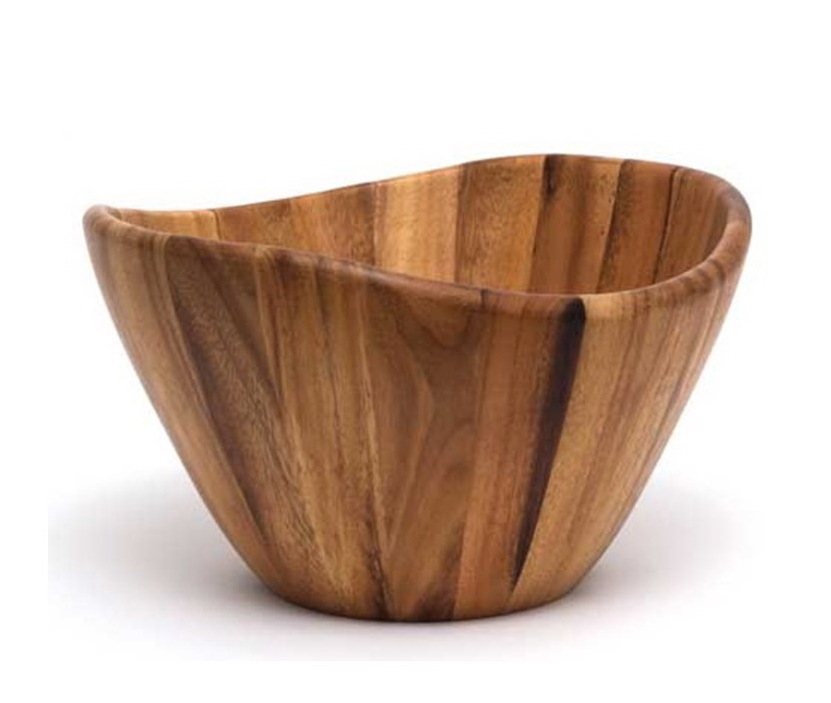 Wooden Mixing Bowl for Salad & Soup Acacia Wood Bowl Natural finished Mixing Bowl with fork & spoon by Axiom Home Accents