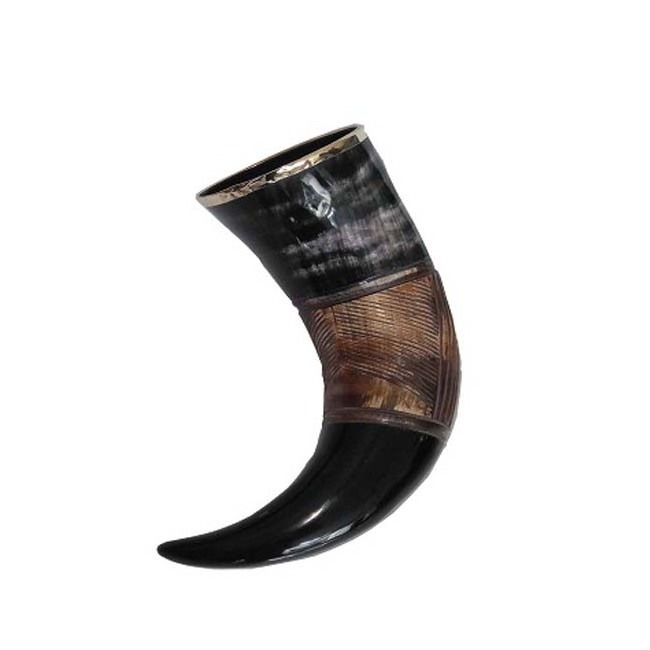 Best Quality Viking Drinking Horn with Horn Stand Drinking Beer Drinking Horn Genuine Carved Drinkware Coffee Mug Agate