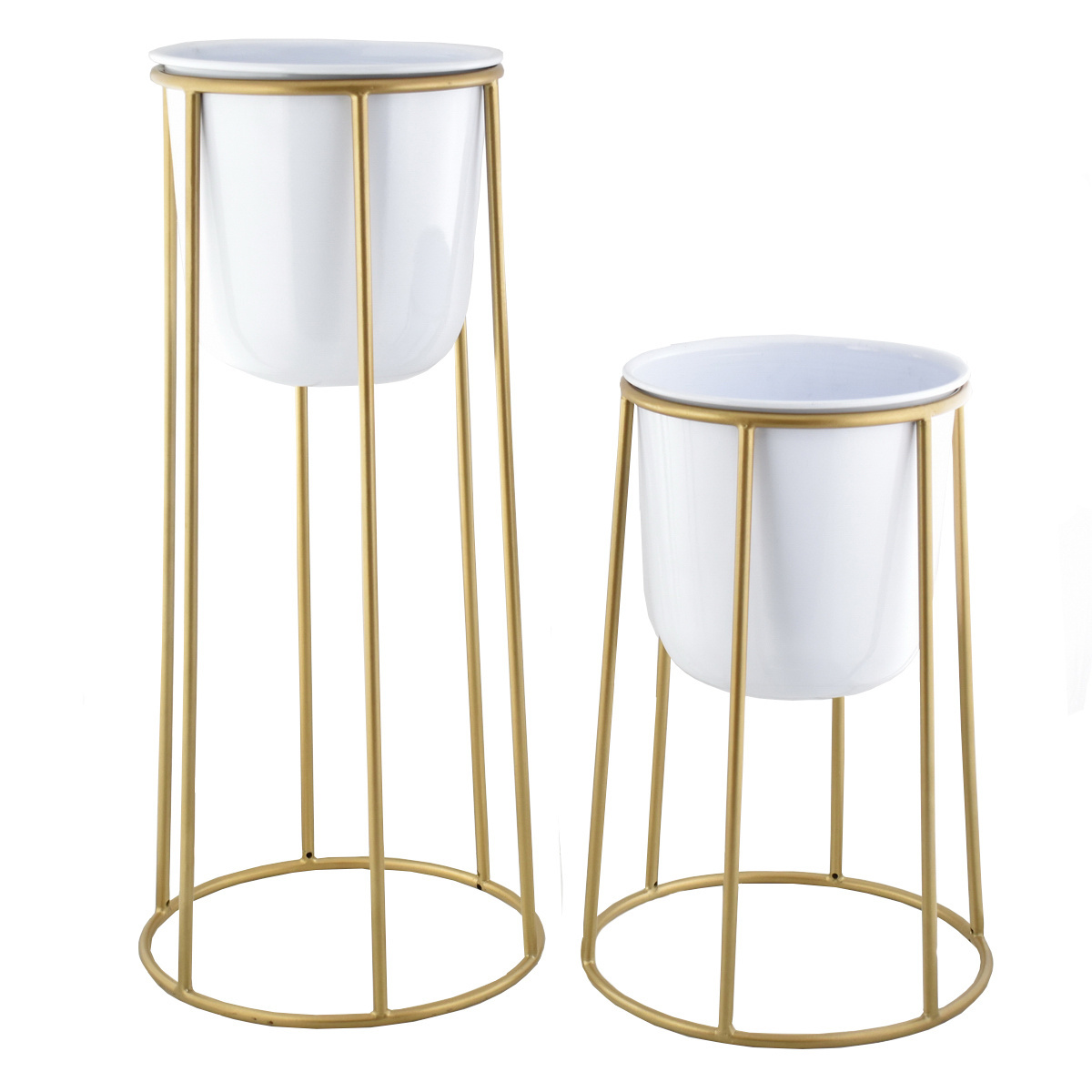 Planters Set of 3 Pcs. Gold Platted Contemporary Modern Design Hand Crafted by Axiom Home Accents