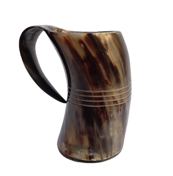 High Quality Natural Buffalo Horn Mug Best Selling Handmade Viking Carved Drinking Tankard Beer Horn Mug By Axiom Home Accents