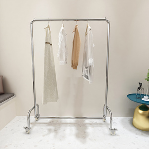 Hot Sale Commercial Stainless Steel Garment Rack  with Wheels Coat Rack  Mall Showroom