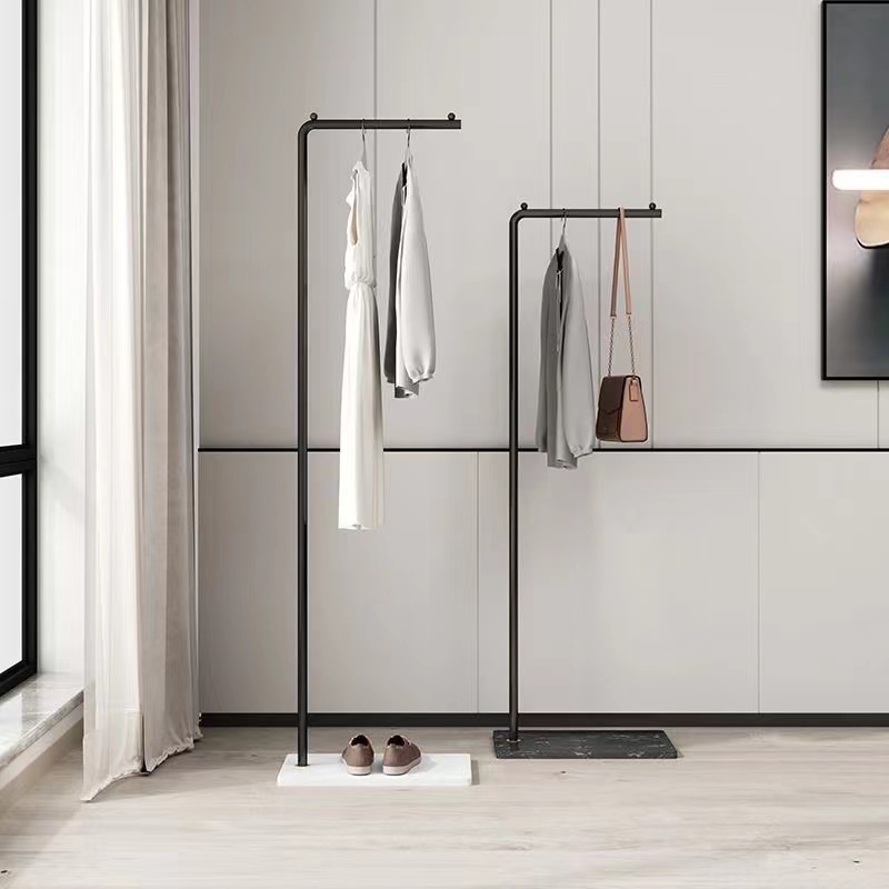 Low MOQ Wholesale Luxury L Shape Metal Standing Coat Rack Marble Clothes Rack for Living Room