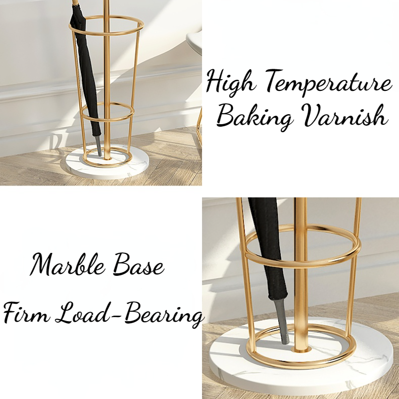 Customized Metal Marble Base Hanger Clothes Rack With Umbrella Shelf Coat Rack Stand