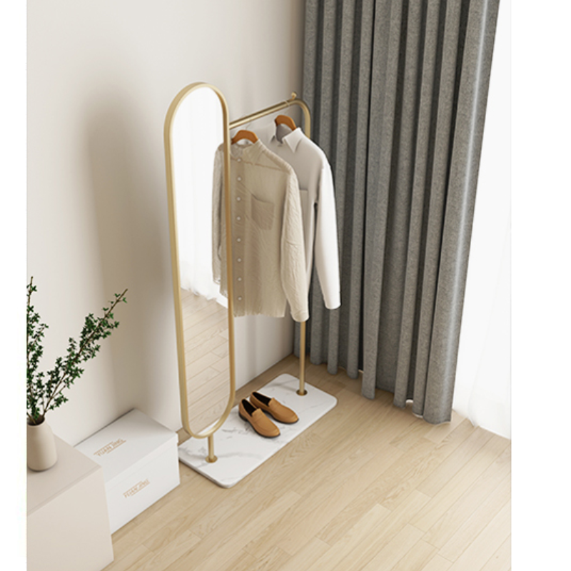 Top Sale Nordic Metal Marble Base Hanger Full Length Mirror Coat Rack Stand