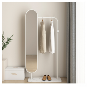 Top Sale Nordic Metal Marble Base Hanger Full Length Mirror Coat Rack Stand