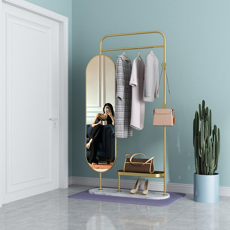 Factory Outlet High Quality Marble Base Rotatable Metal Coat Rack Mirror Dressing Mirror