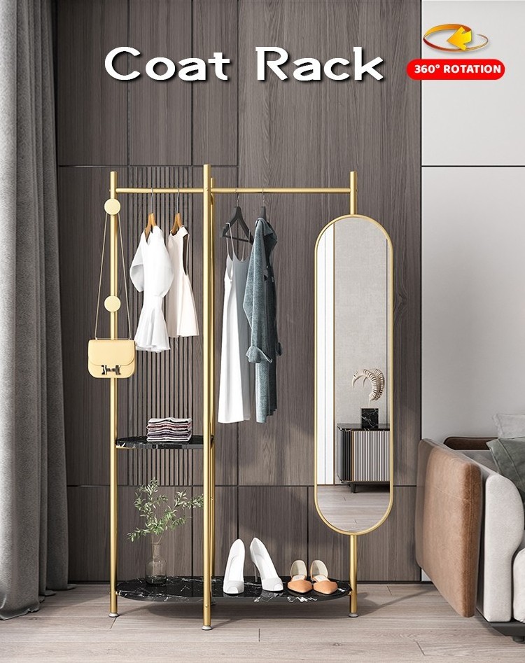 Nordic modern minimalist marble coat rack stand full-length mirror full-length mirror bedroom home