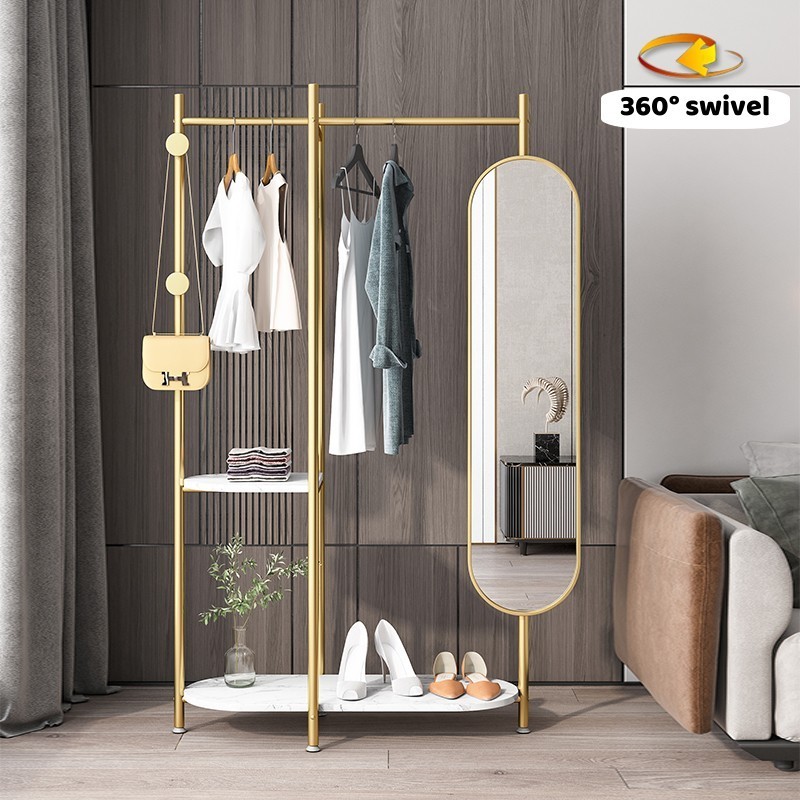 Nordic modern minimalist marble coat rack stand full-length mirror full-length mirror bedroom home