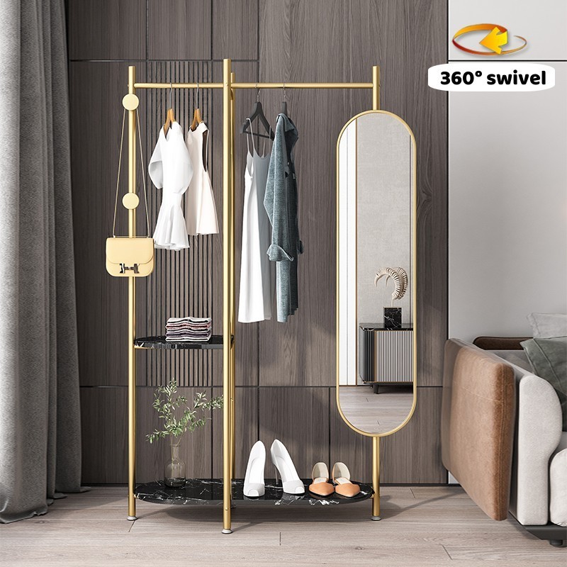 Nordic modern minimalist marble coat rack stand full-length mirror full-length mirror bedroom home