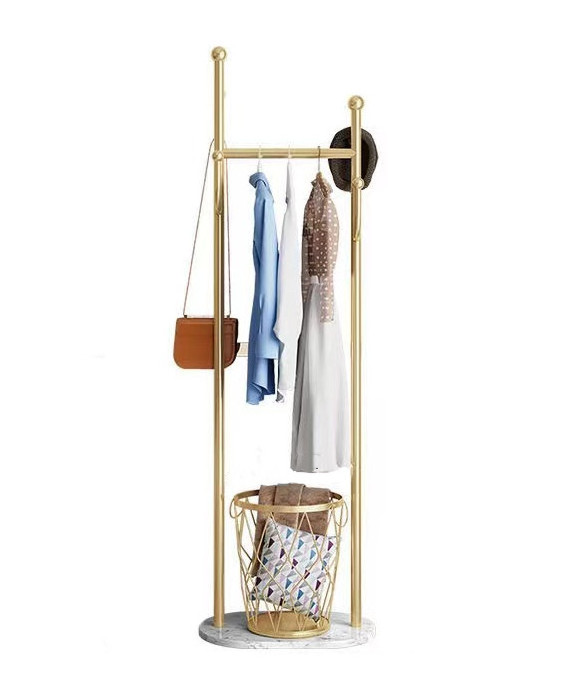 High Quality Modern Metal Marble Base Hanger Coat Rack Stand With Clothes Basket