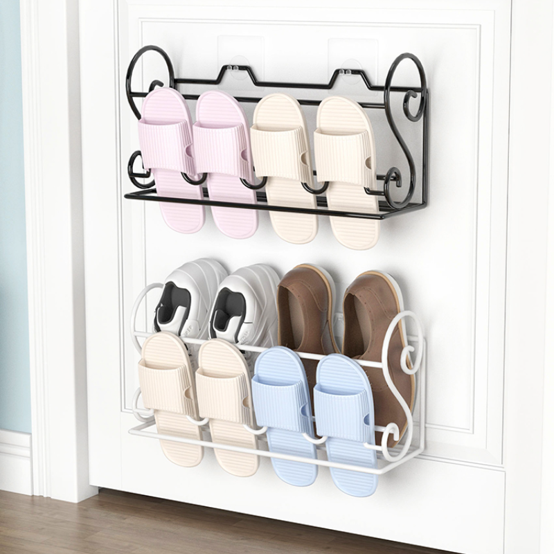 Factory Direct Modern Punch Free Slipper storage Metal Wall Mounted Shoe Rack