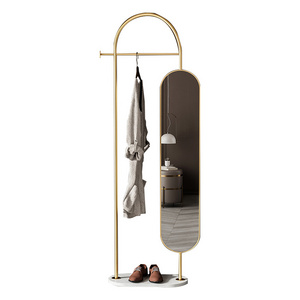 Nordic minimalist mirror full-length mirror full-length mirror rotatable standing marble coat rack home bedroom coat rack stand